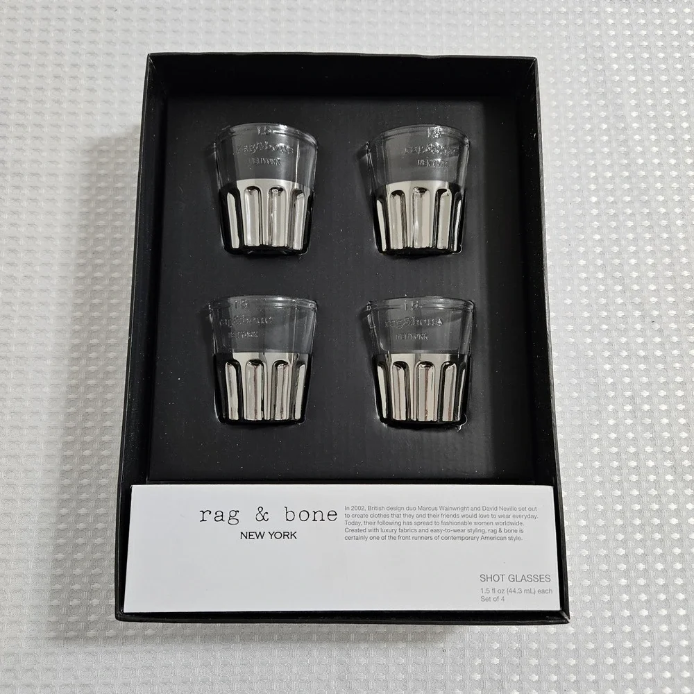 RAG & BONE NEW YORK‎ SET OF 4 SHOT GLASSES 1.5oz